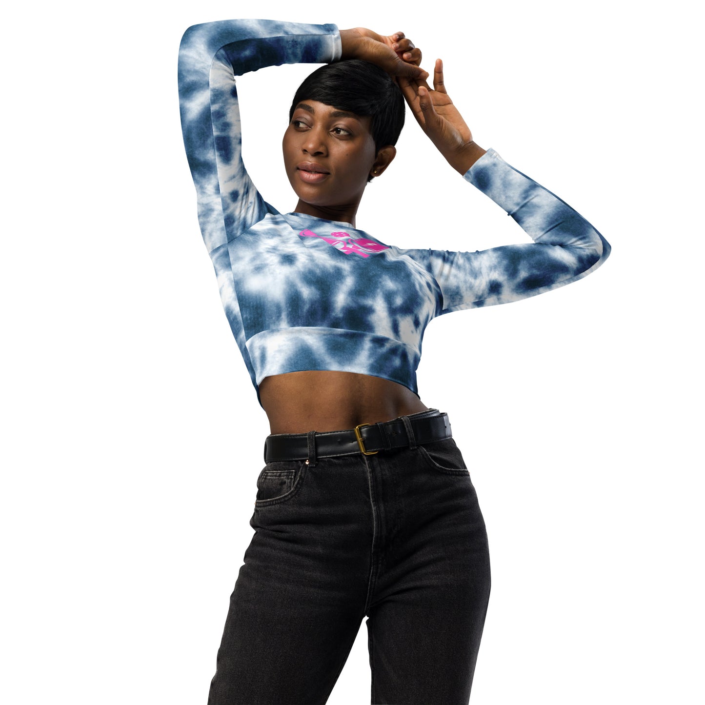 Long-sleeve fitted crop top