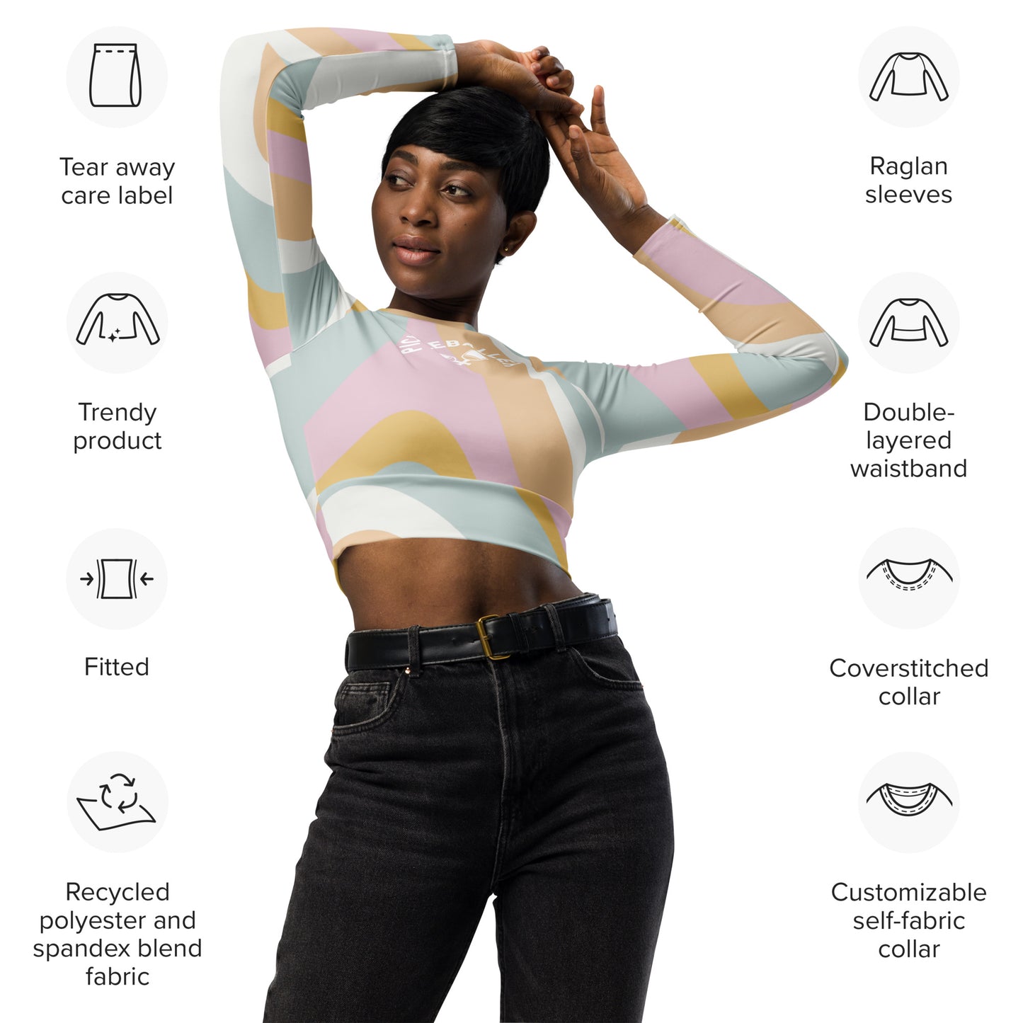 Long-sleeve fitted crop top