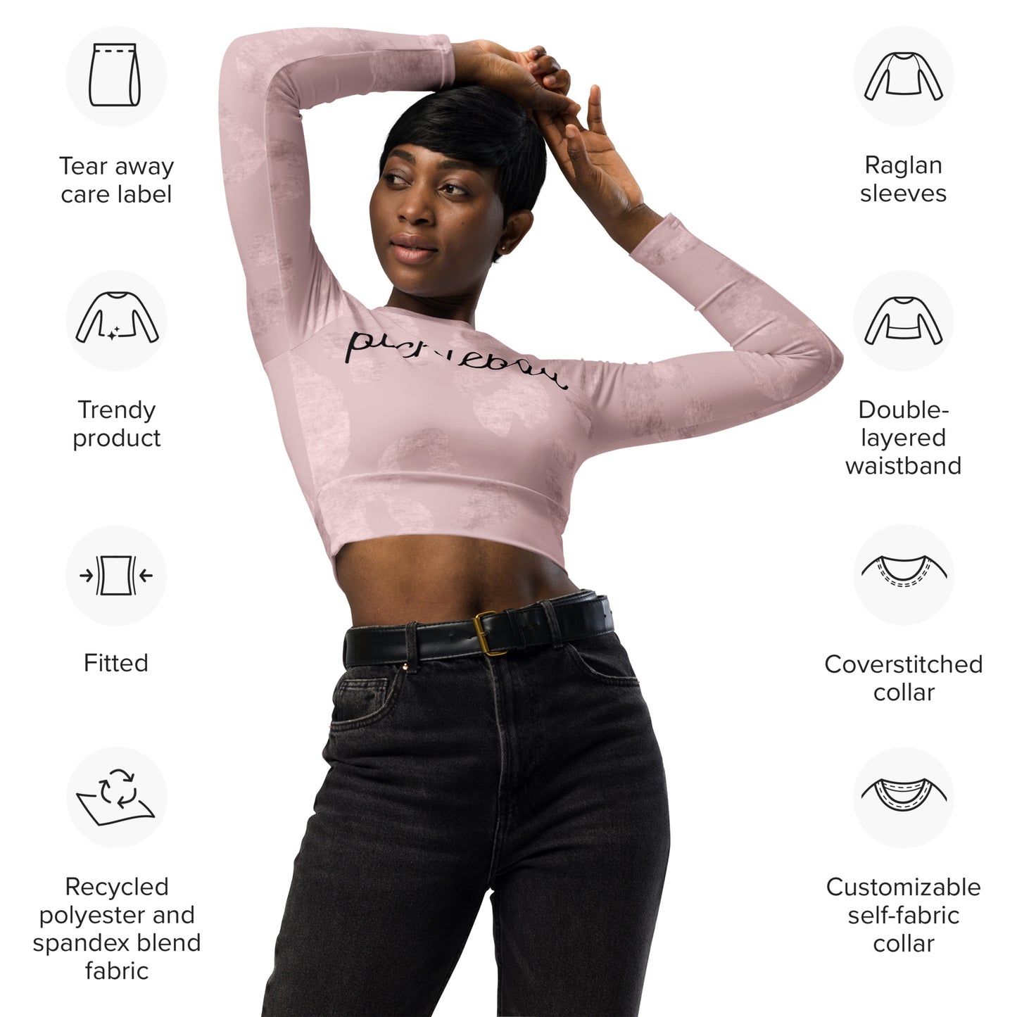 Long-sleeve fitted crop top